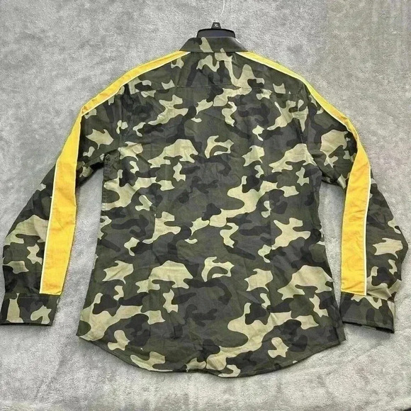 Guess Shirt Mens Size Large Green Frankie Camo Button Up Cotton Casual - Picture 8 of 9
